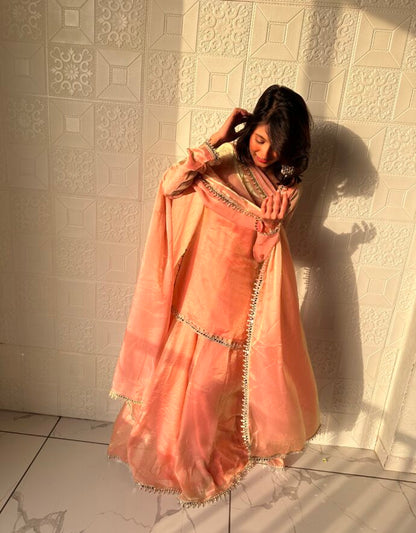 Peach Sharara Set